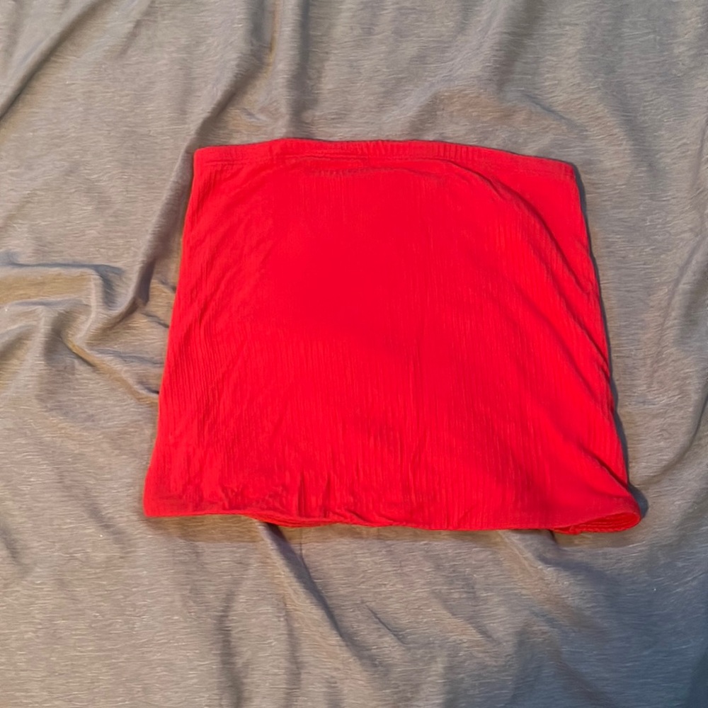 Red tube top.